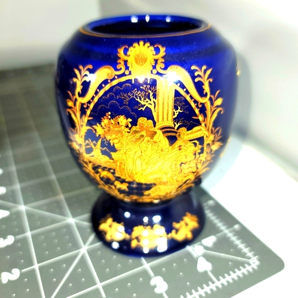 Limoges Accents Vintage Limoges Blue And Gold Porcelain Vase Poshmark